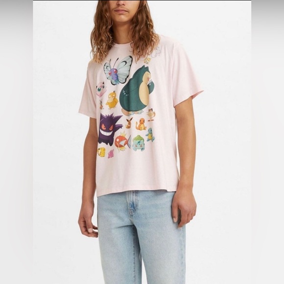 Levi's Other - Levi's x Pokemon 25th Anniversary Light Pink T-Shirt Snorlax Gengar NWT